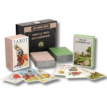 Les Mini-jeux rinkinys - Tarot A.E. Waite & Petit Lenormand (Prancūzų k.) Cartamundi Cartomancie Dusserre